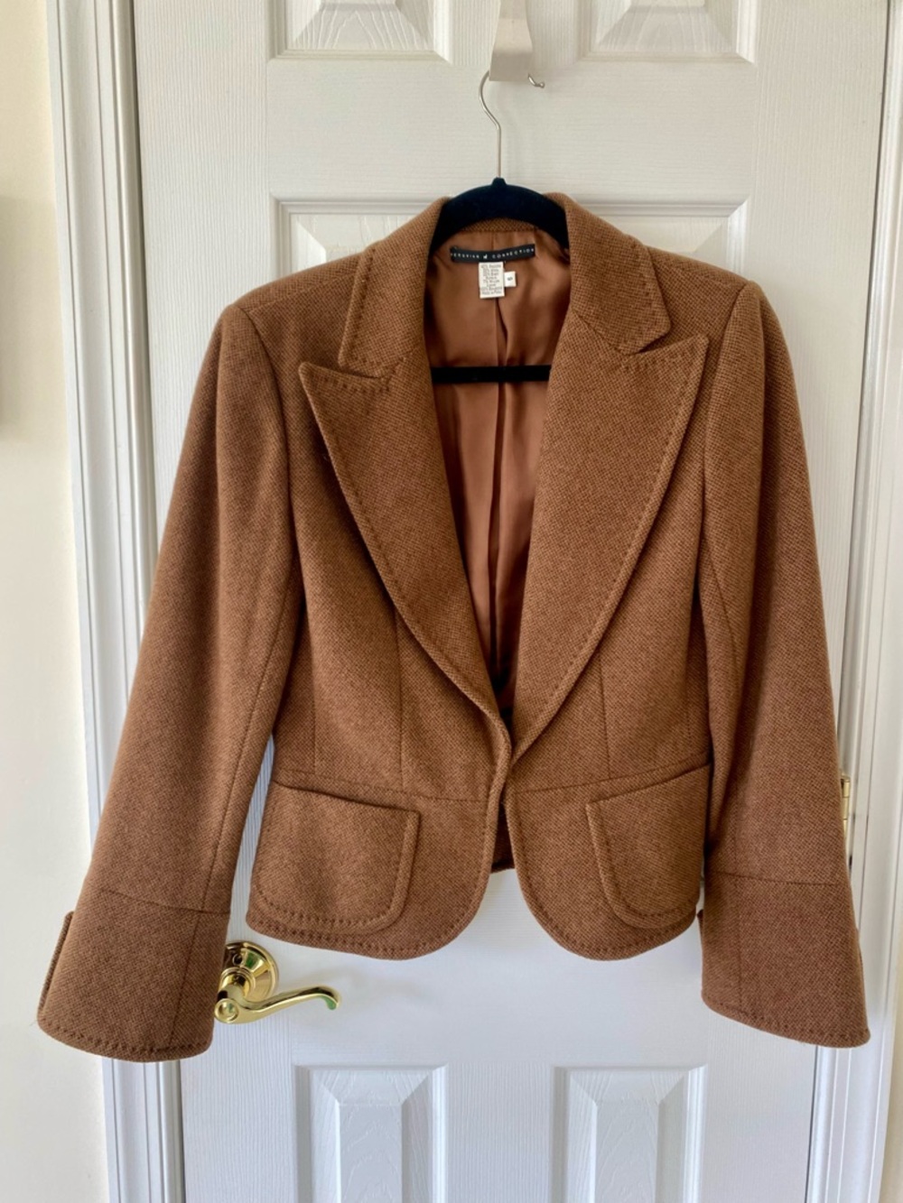 Peruvian Connection Chestnut Brown Tailored Wool-Blend Blazer